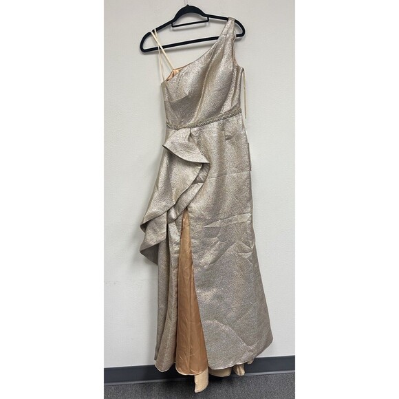 Mac Duggal One Shoulder Metallic Ruffled Evening Gown Dress Size 6 $598 - Picture 3 of 16